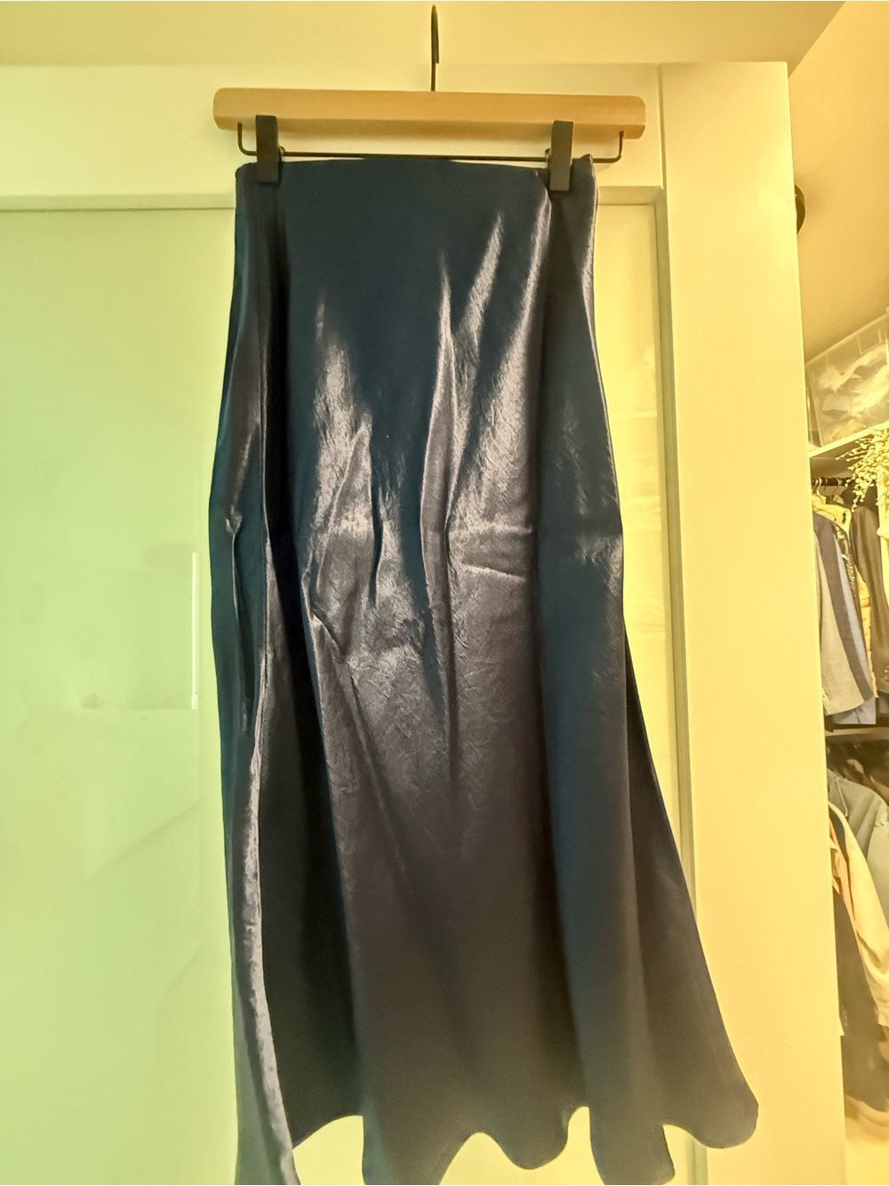 Babaton Navy Satin Maxi Skirt